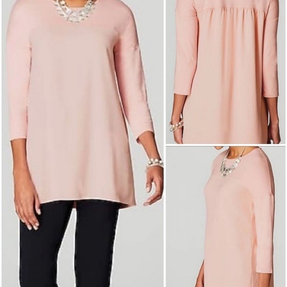NEW J.Jill Wearever Collection Mixed Media 3/4 Sleeve Layered Top Rose XSP - Picture 2 of 16